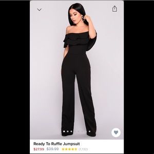 ruffle off the shoulder jumpsuit from Fashion Nova